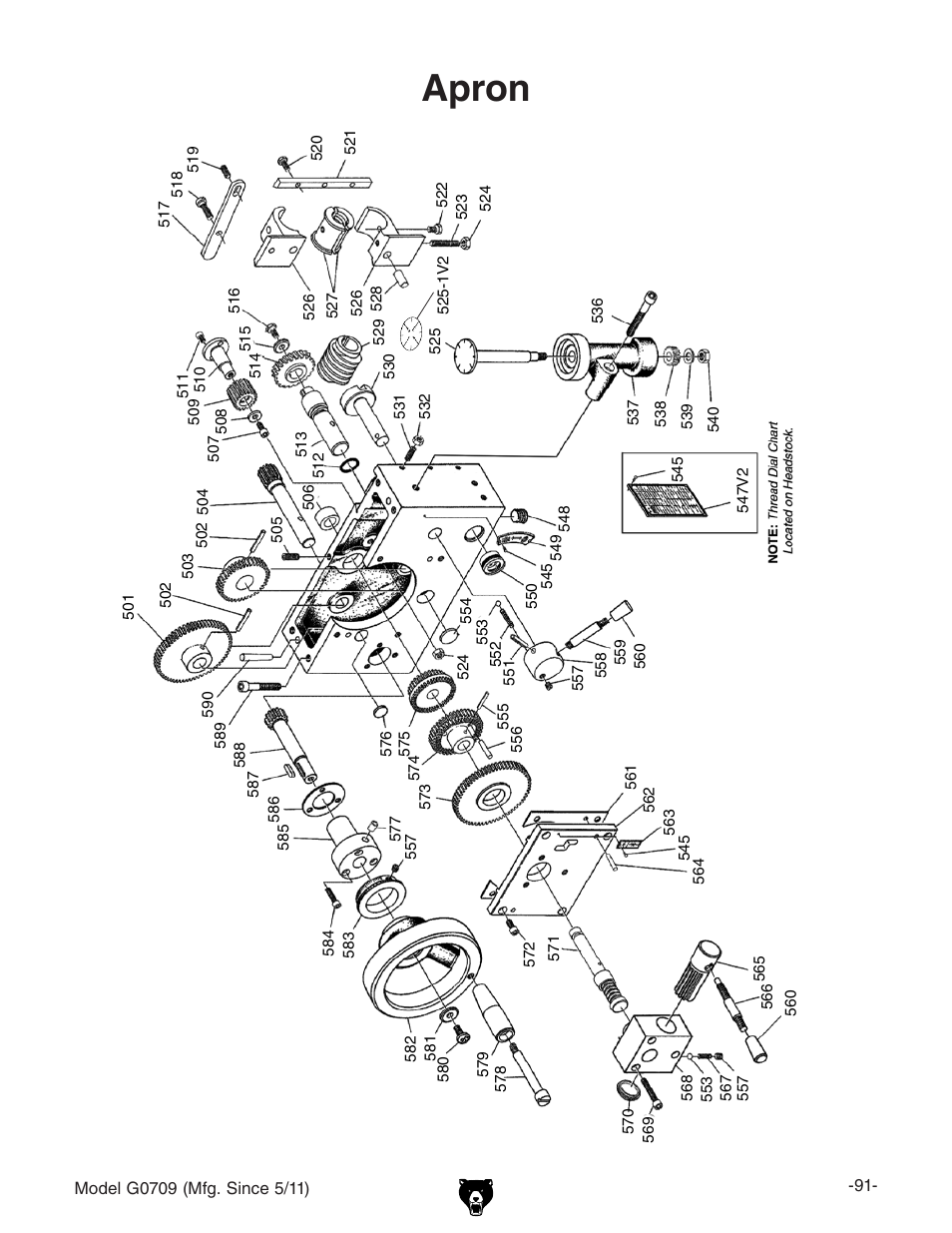 Apron | Grizzly G0709 User Manual | Page 93 / 112
