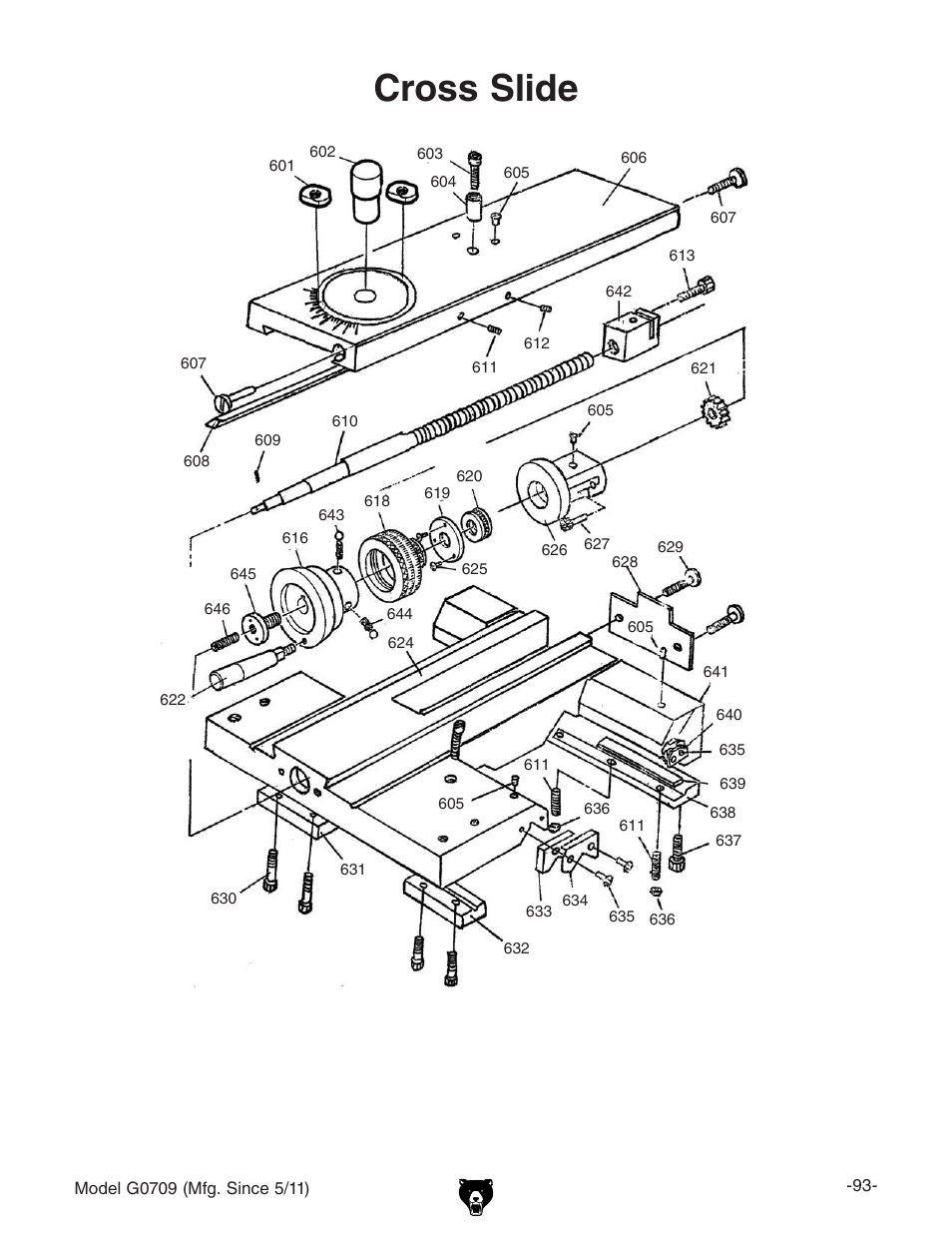 Cross slide | Grizzly G0709 User Manual | Page 95 / 112