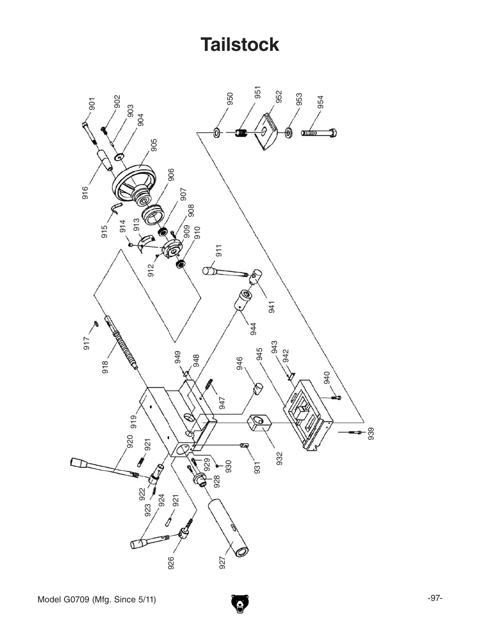 Tailstock | Grizzly G0709 User Manual | Page 99 / 112