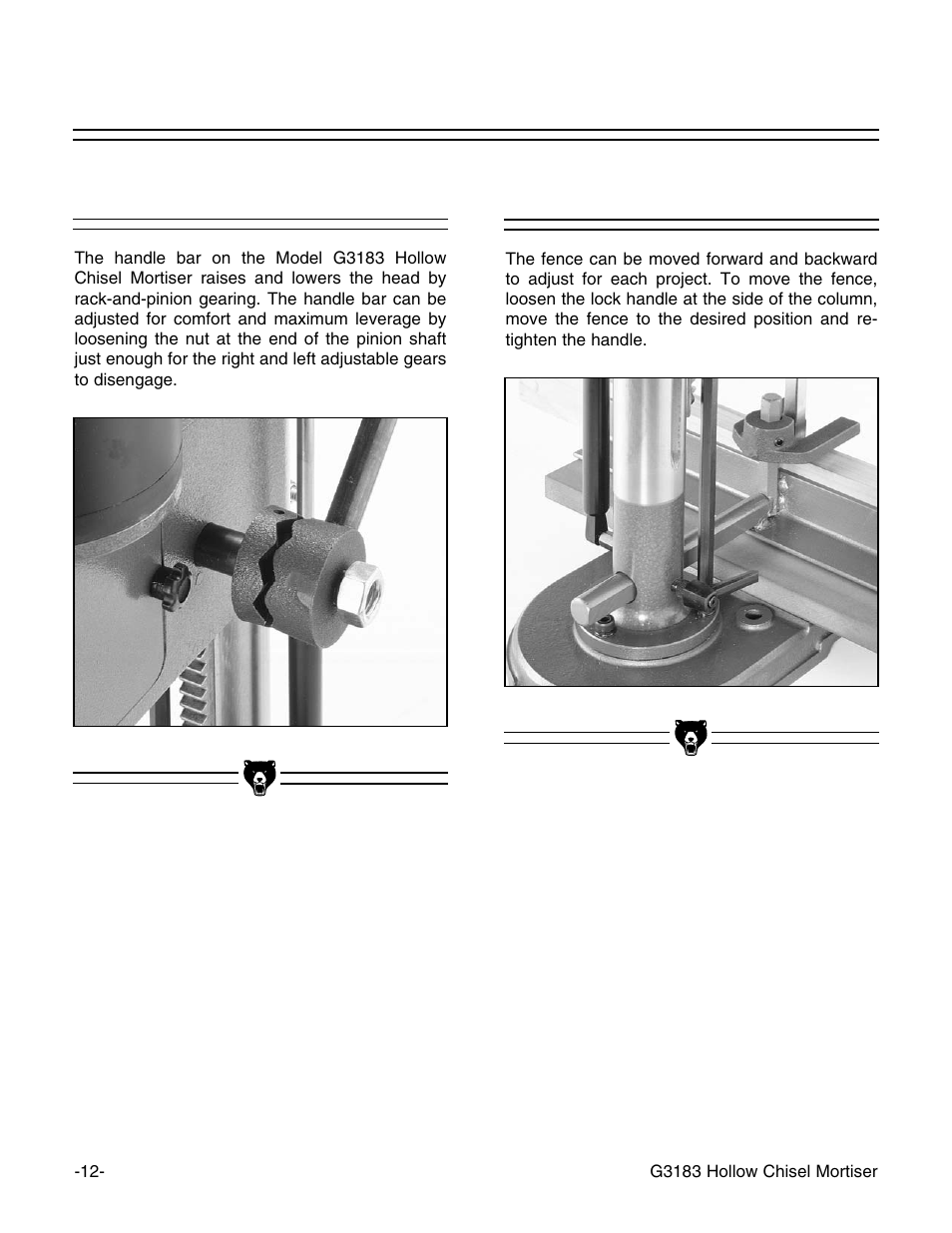 Headstock, Fence | Grizzly G3183 User Manual | Page 14 / 26