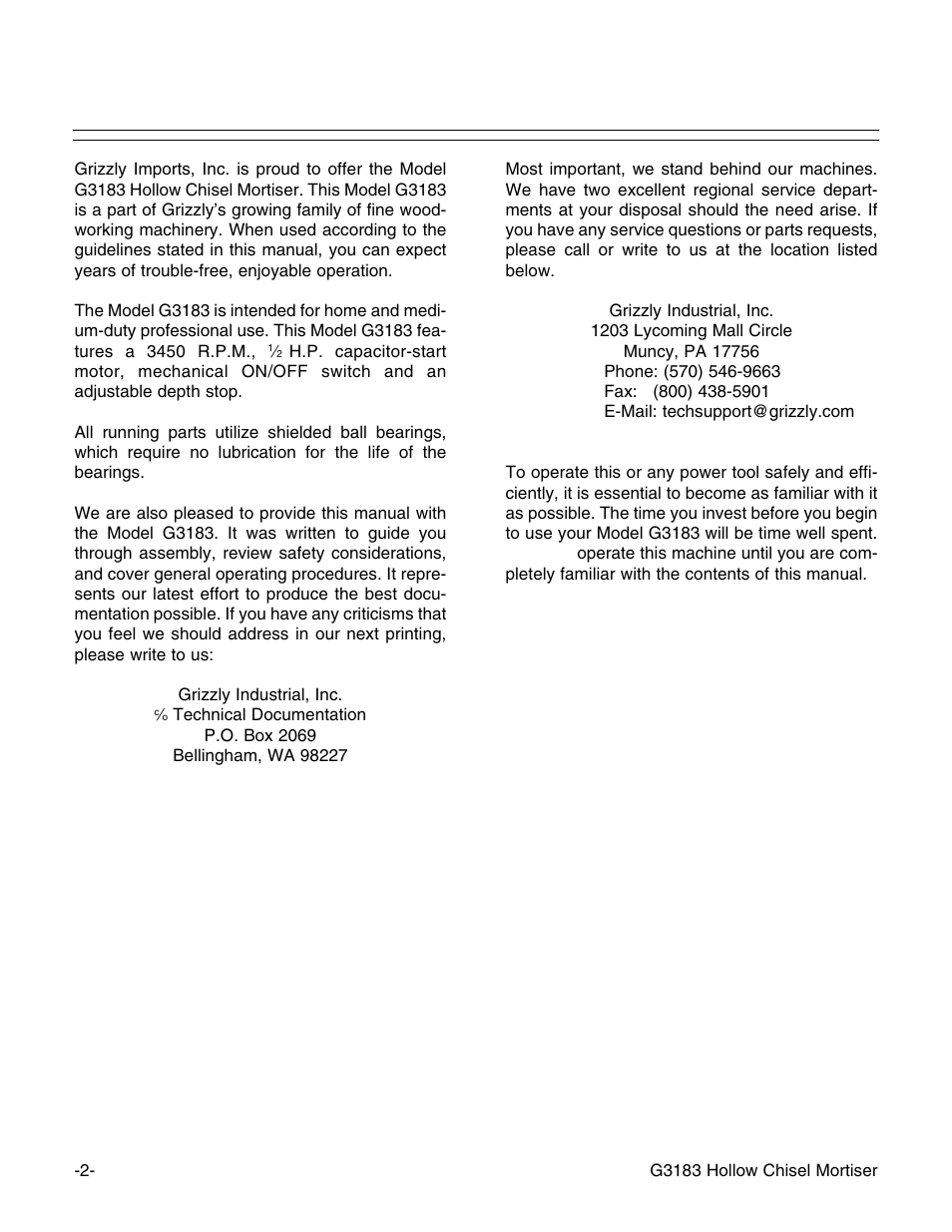 Grizzly G3183 User Manual | Page 4 / 26