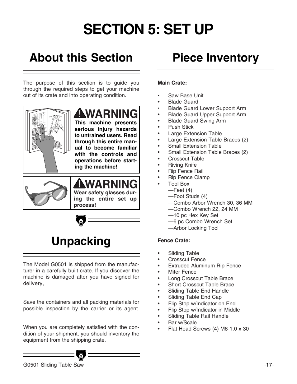 Grizzly G0501 User Manual | Page 19 / 96