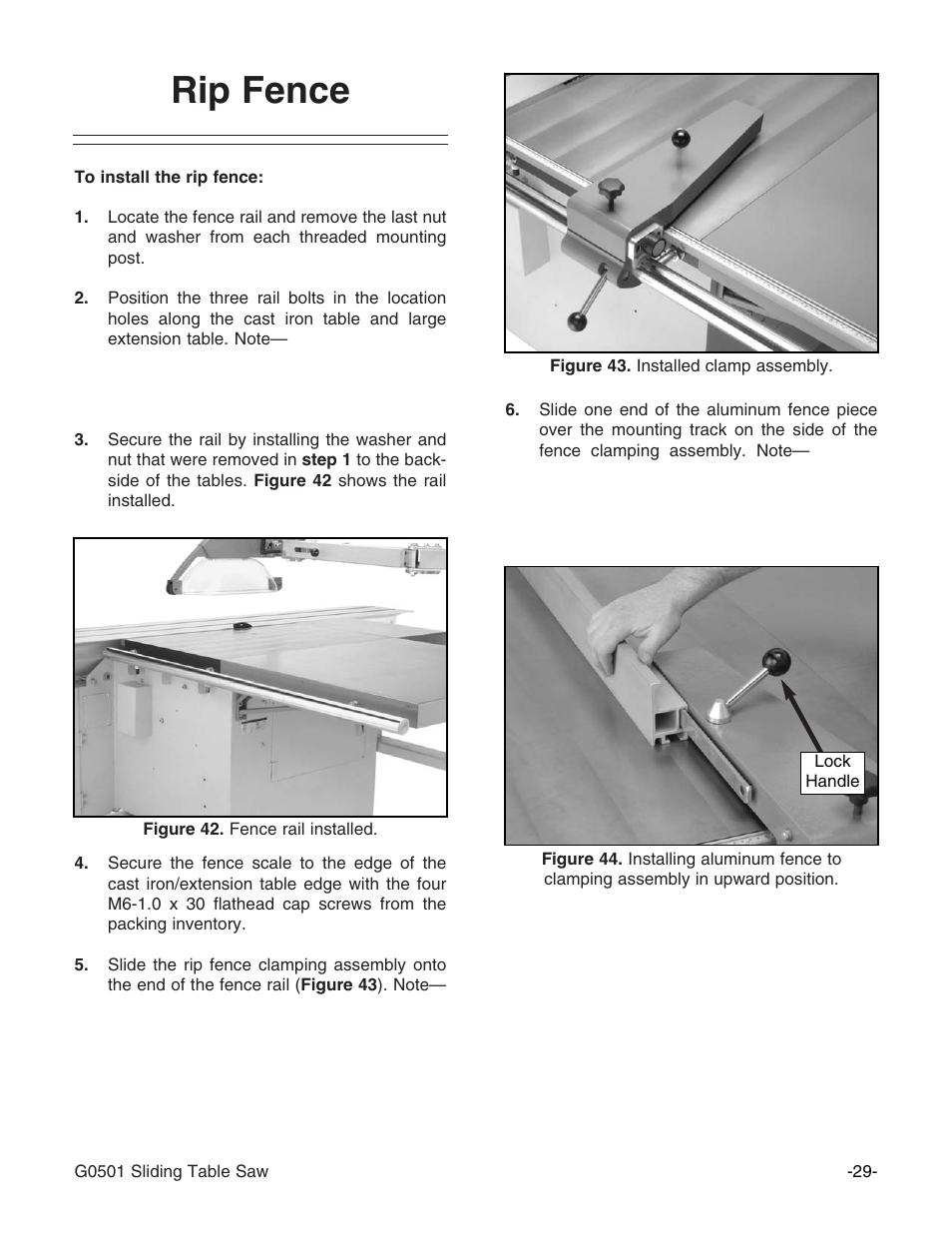 Rip fence | Grizzly G0501 User Manual | Page 31 / 96