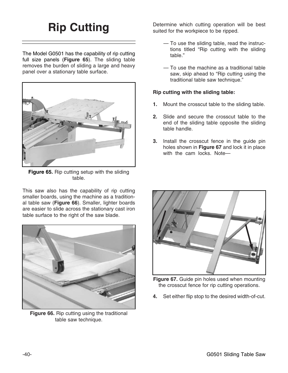 Rip cutting | Grizzly G0501 User Manual | Page 42 / 96