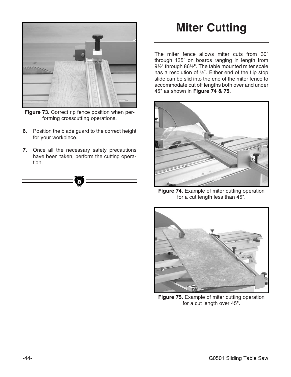Miter cutting | Grizzly G0501 User Manual | Page 46 / 96