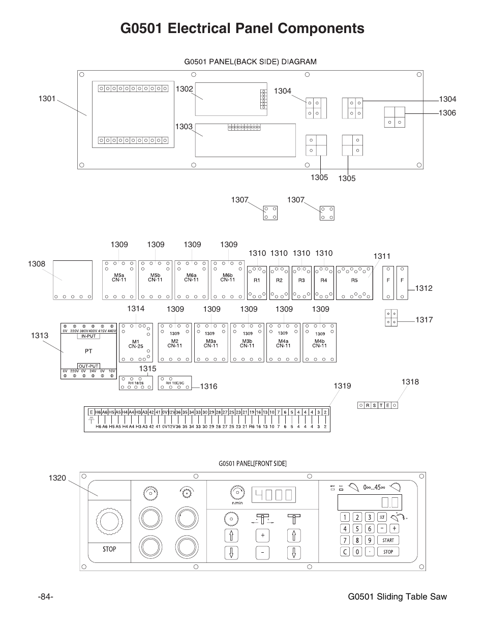 G0501 electrical panel components | Grizzly G0501 User Manual | Page 86 / 96