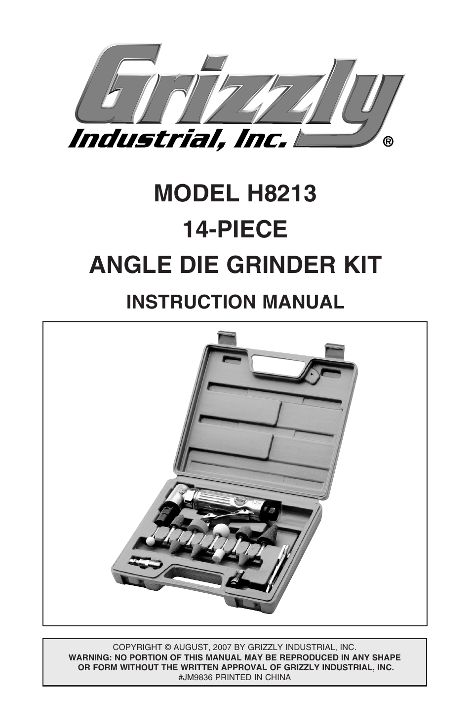 Grizzly 14-Piece Angle Die Kit H8213 User Manual | 8 pages