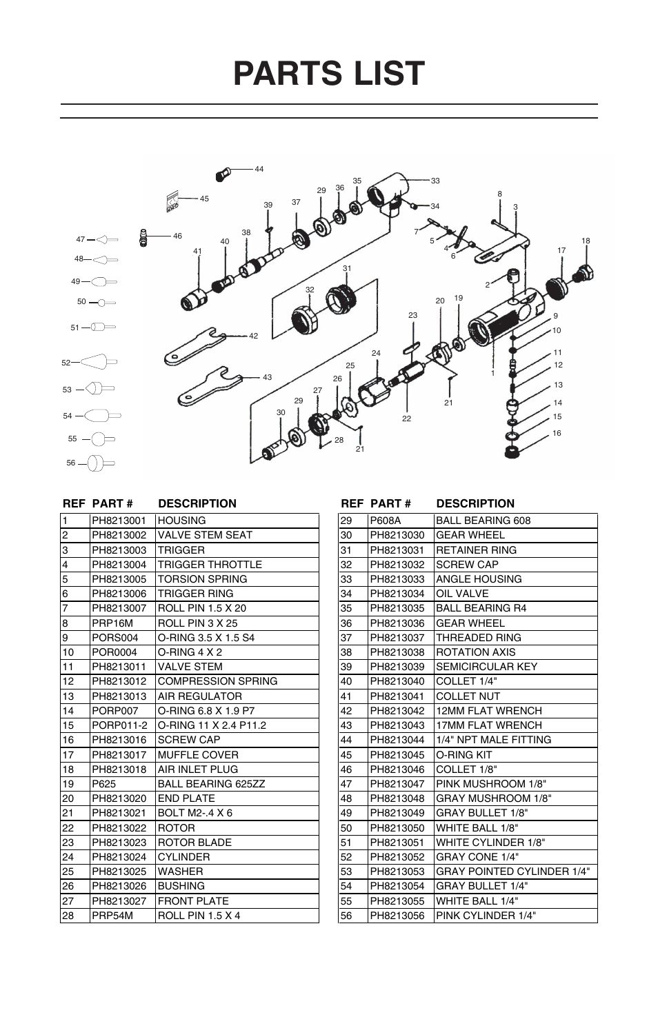 Parts list | Grizzly 14-Piece Angle Die Kit H8213 User Manual | Page 8 / 8
