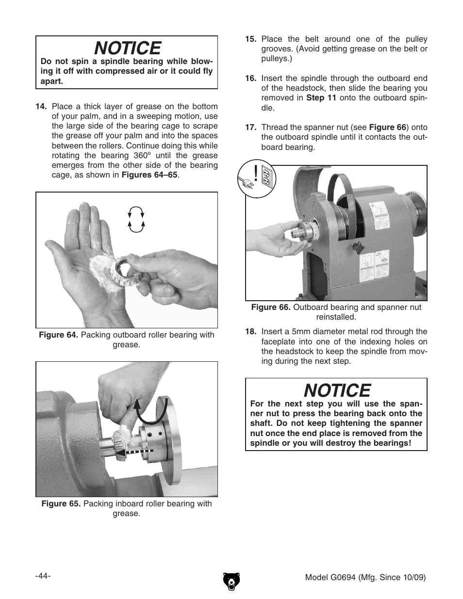 Notice | Grizzly G0694 User Manual | Page 46 / 60
