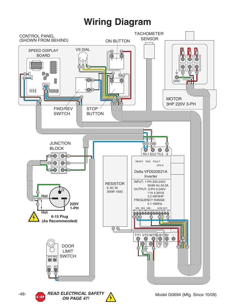 Wiring diagram | Grizzly G0694 User Manual | Page 50 / 60