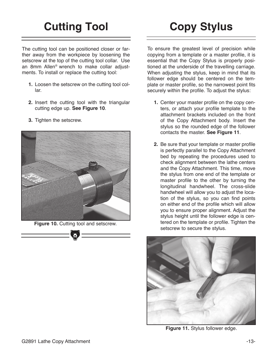 Cutting tool, Copy stylus | Grizzly G2891 User Manual | Page 15 / 26