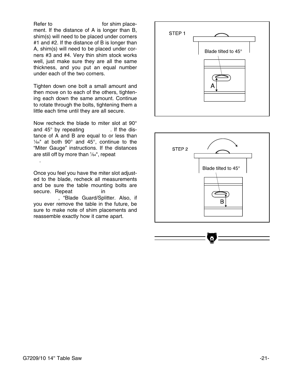 Grizzly 14" Professional Cabinet Saw G7209 User Manual | Page 23 / 52