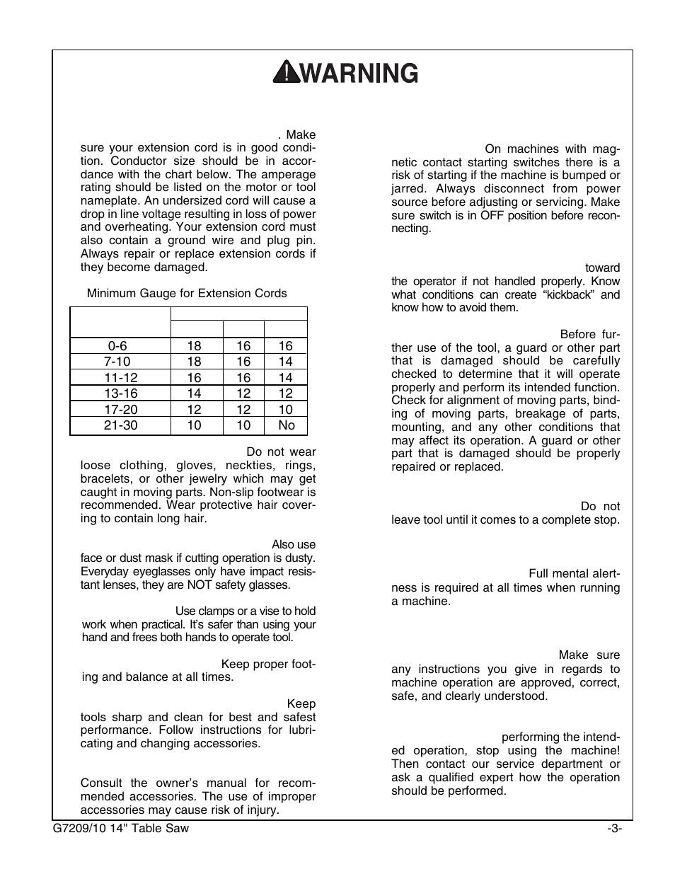 Safety instructions for power tools | Grizzly 14" Professional Cabinet Saw G7209 User Manual | Page 5 / 52