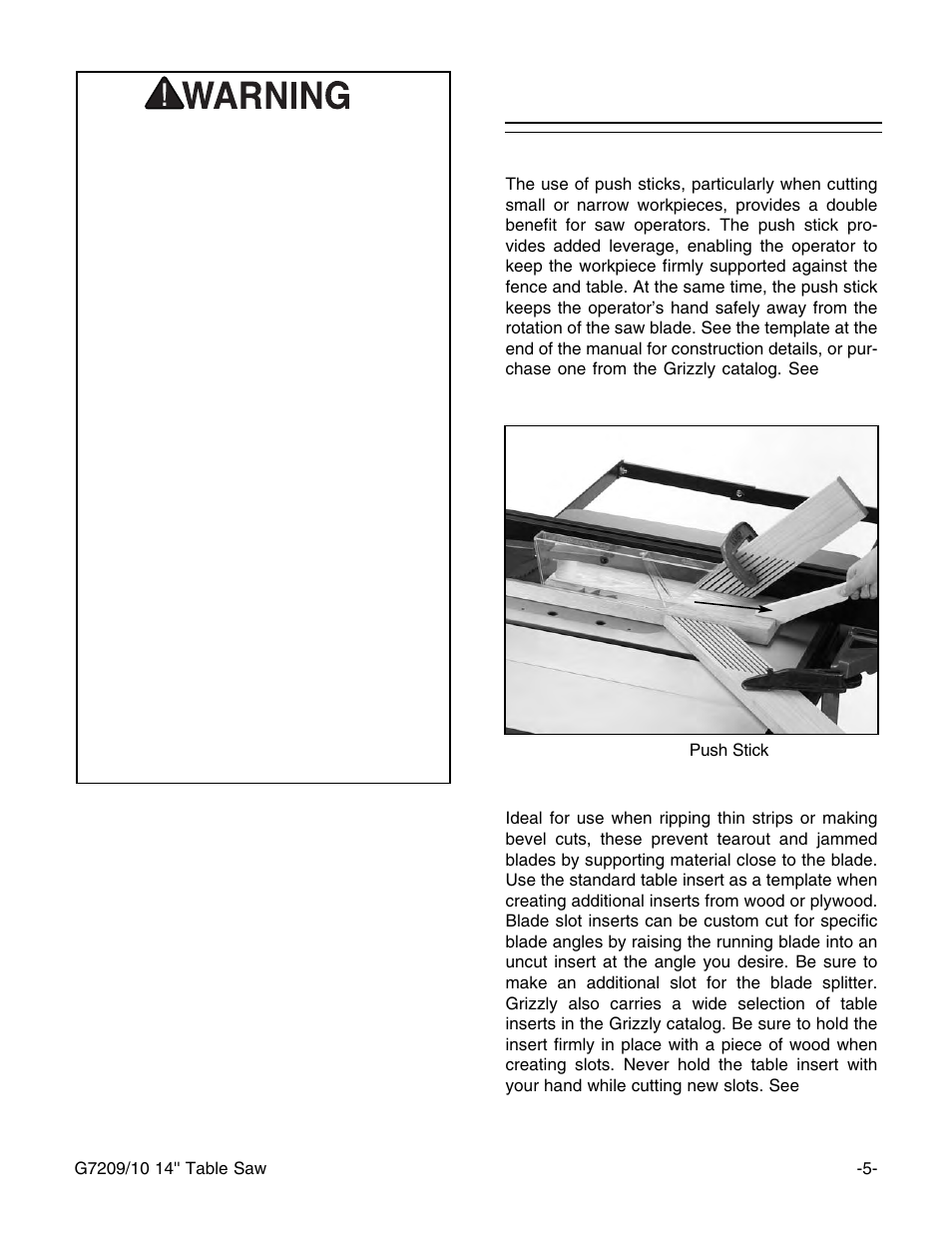 Safety accessories | Grizzly 14" Professional Cabinet Saw G7209 User Manual | Page 7 / 52