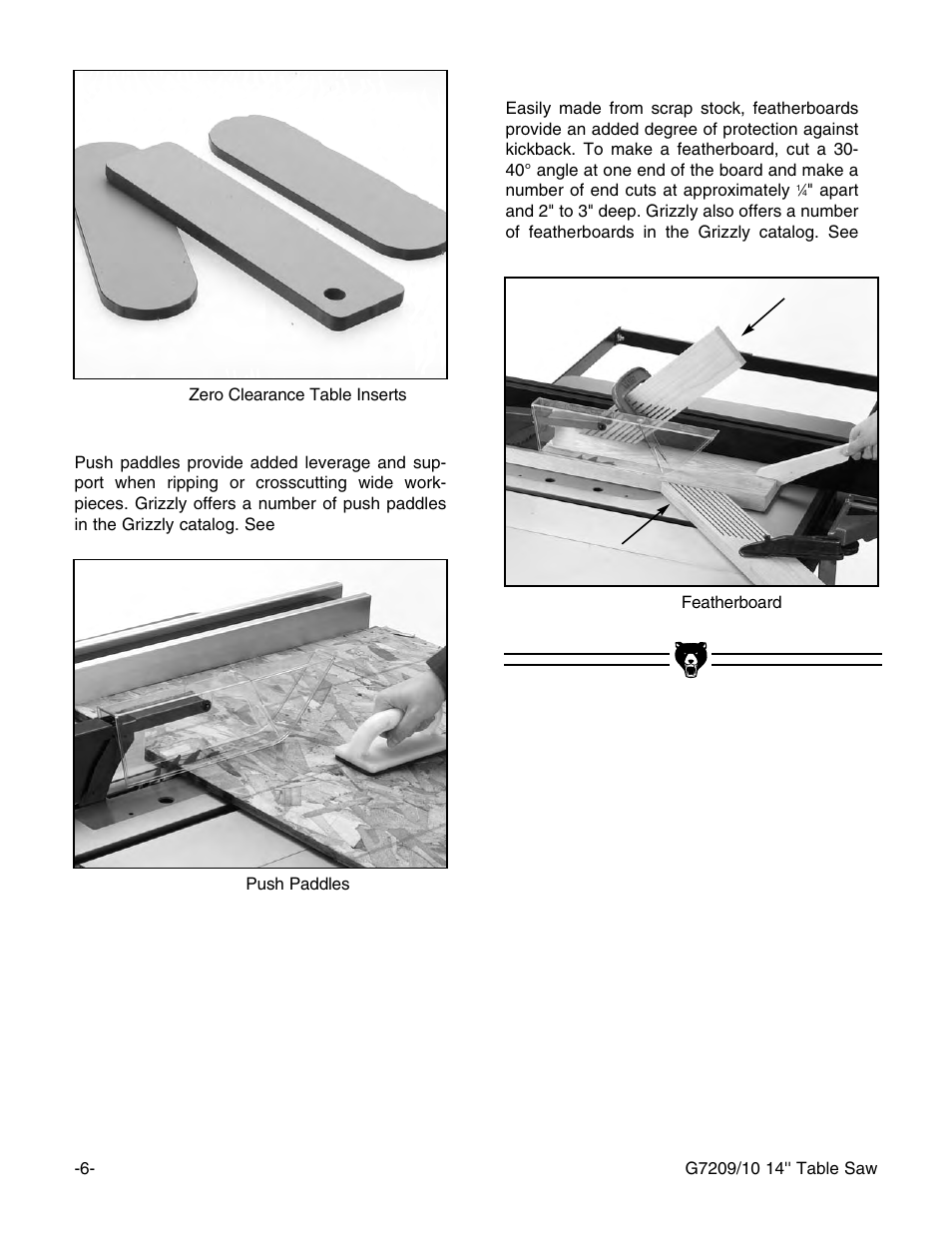 Grizzly 14" Professional Cabinet Saw G7209 User Manual | Page 8 / 52