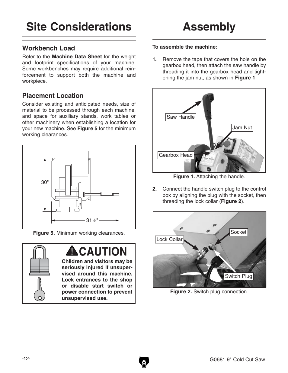 Site considerations, Assembly | Grizzly G0681 User Manual | Page 14 / 44