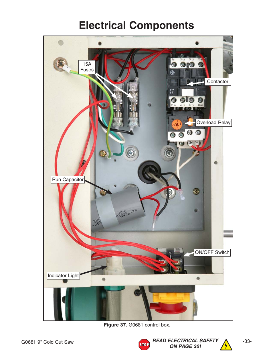 Electrical components | Grizzly G0681 User Manual | Page 35 / 44