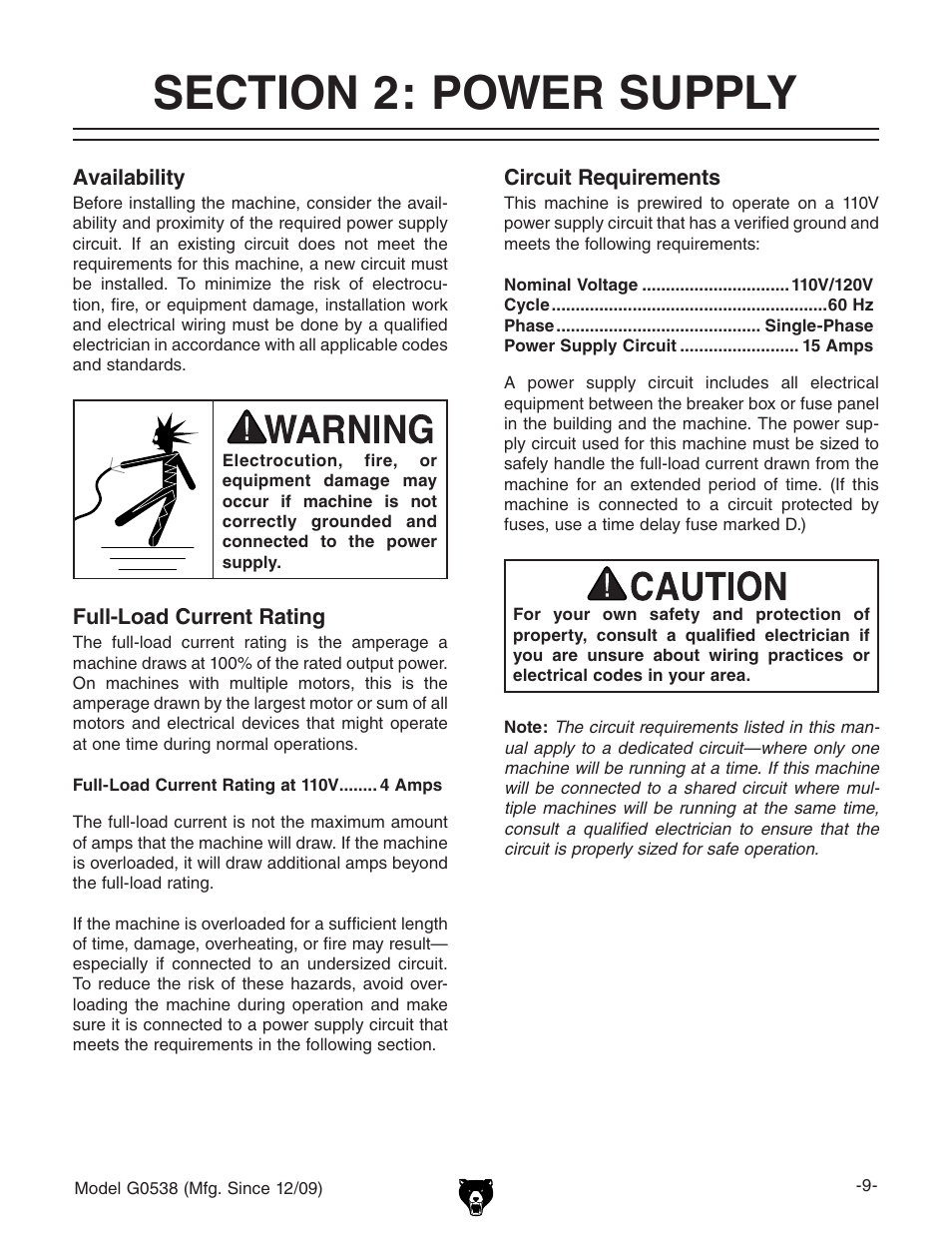 Grizzly G0538 User Manual | Page 11 / 28