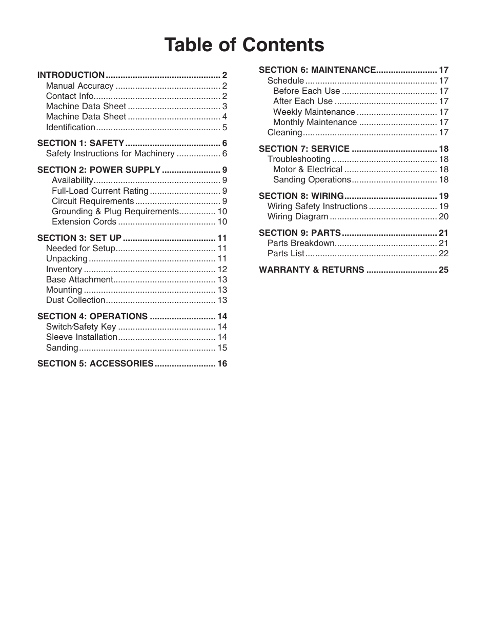 Grizzly G0538 User Manual | Page 3 / 28