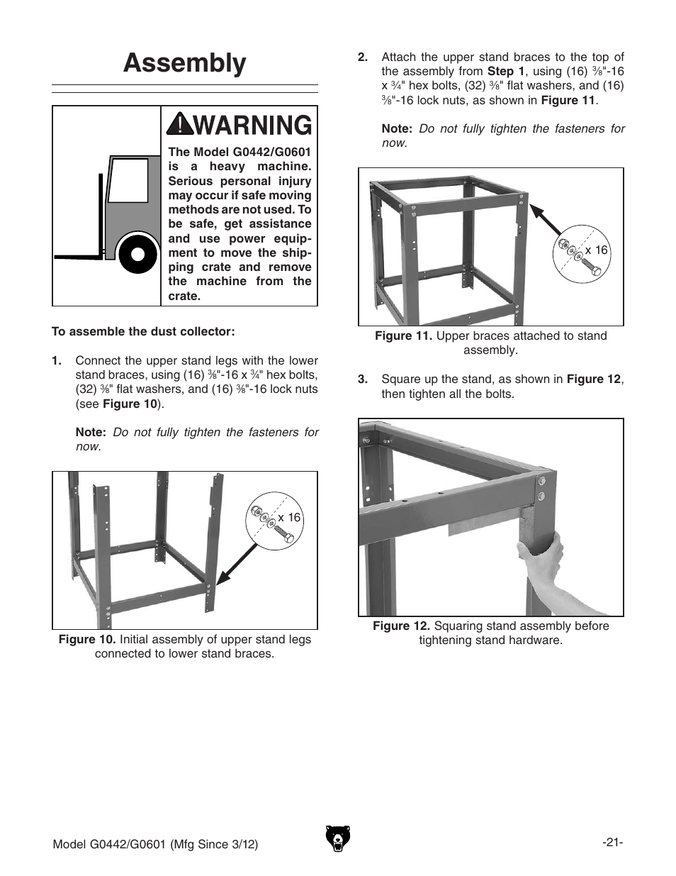 Assembly | Grizzly G0442 User Manual | Page 23 / 60