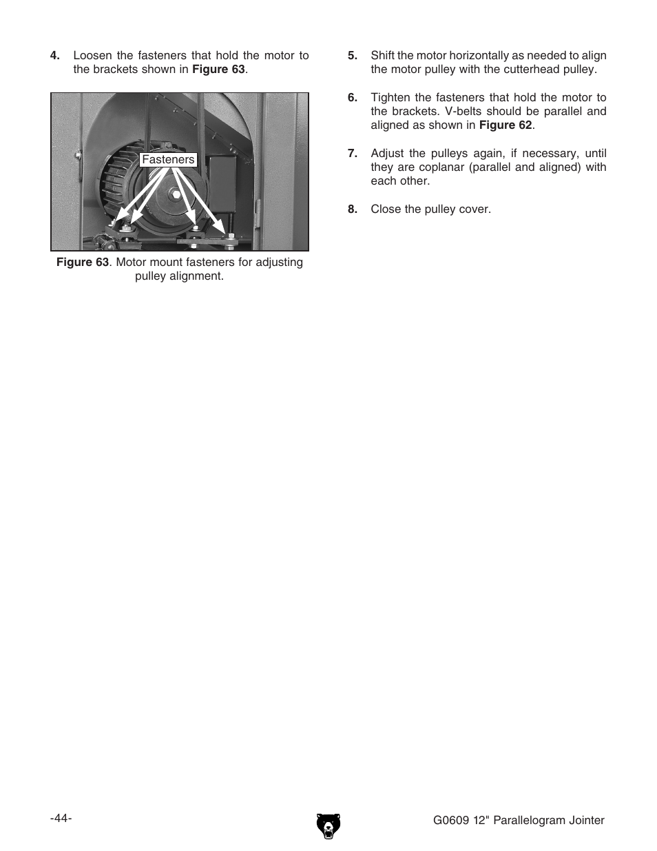 Grizzly 12" Parallelogram Jointer G0609 User Manual | Page 47 / 61
