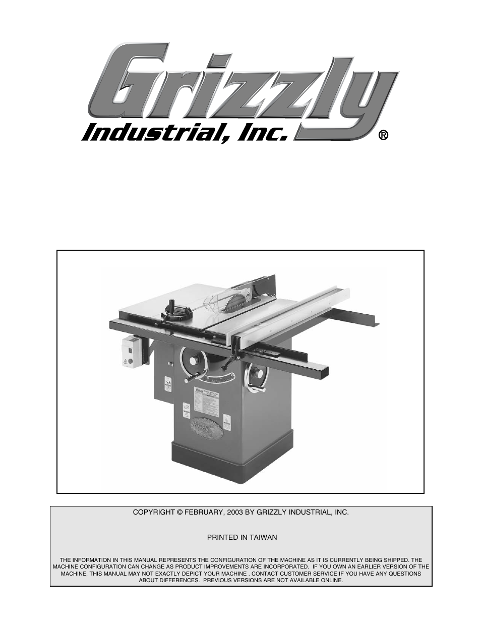 Grizzly G1023SL User Manual | 50 pages