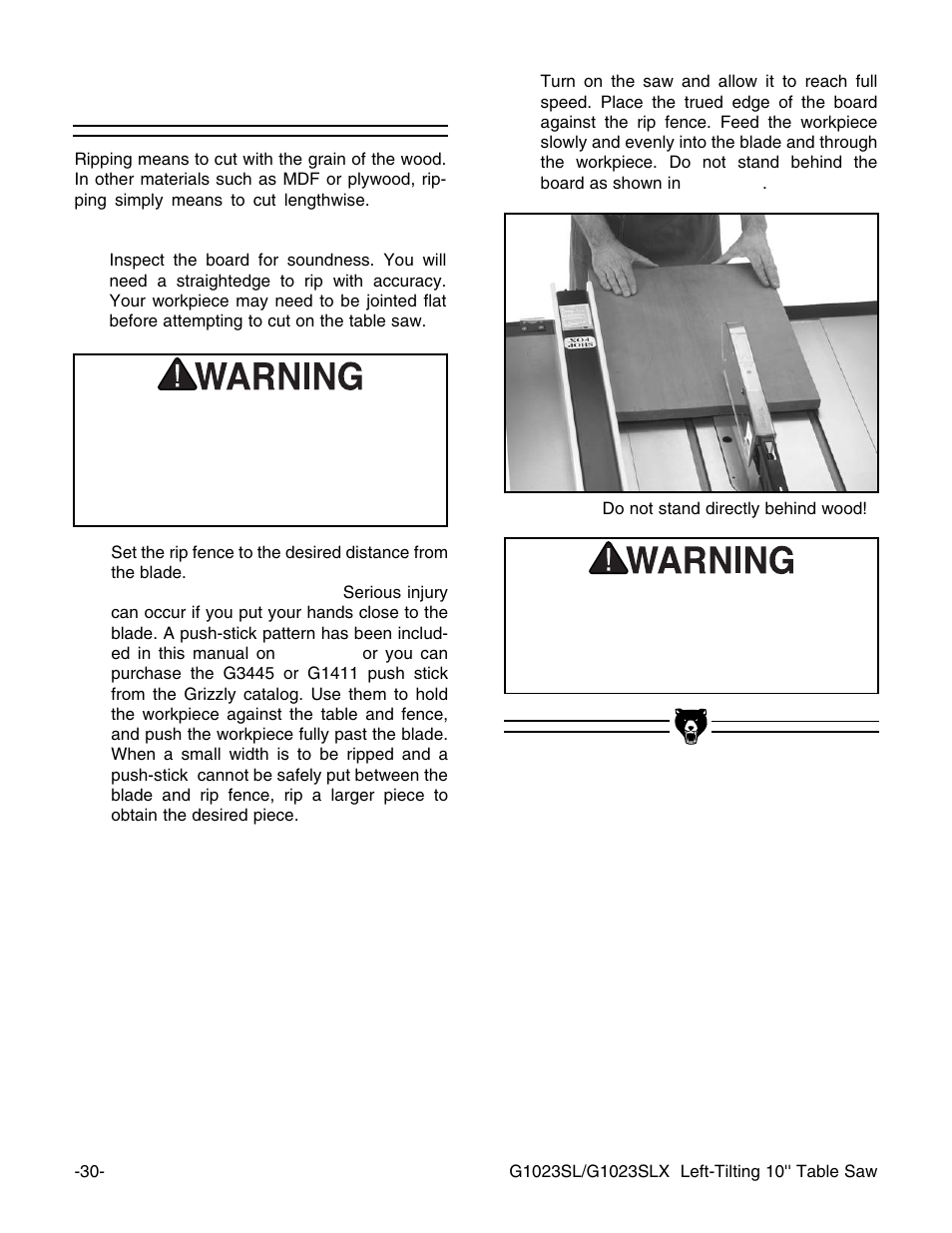 Ripping | Grizzly G1023SL User Manual | Page 32 / 50