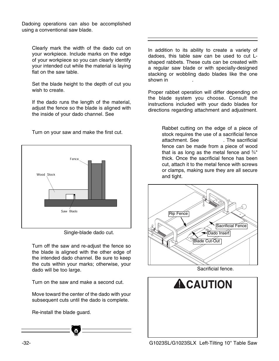 Rabbet operations | Grizzly G1023SL User Manual | Page 34 / 50