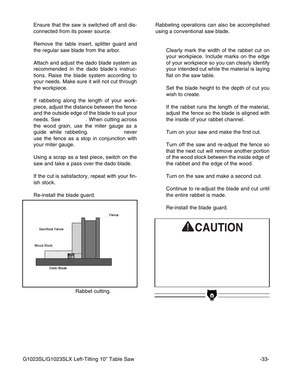 Grizzly G1023SL User Manual | Page 35 / 50