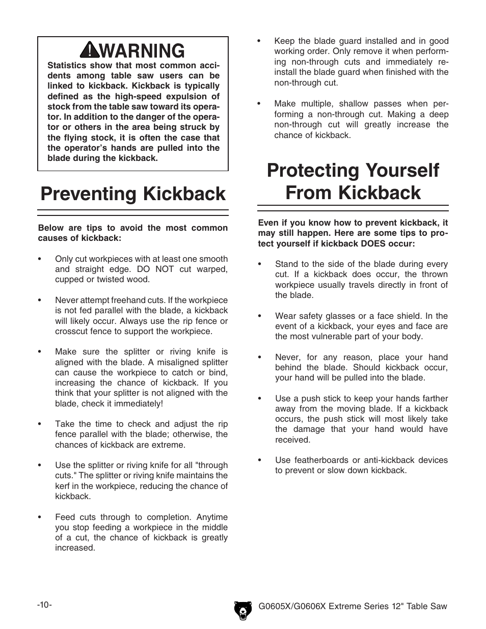 Grizzly G0605X User Manual | Page 12 / 76