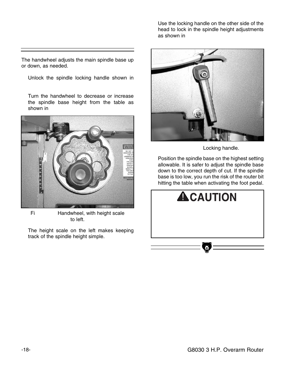 Spindle base adjustment | Grizzly G8030 User Manual | Page 20 / 36