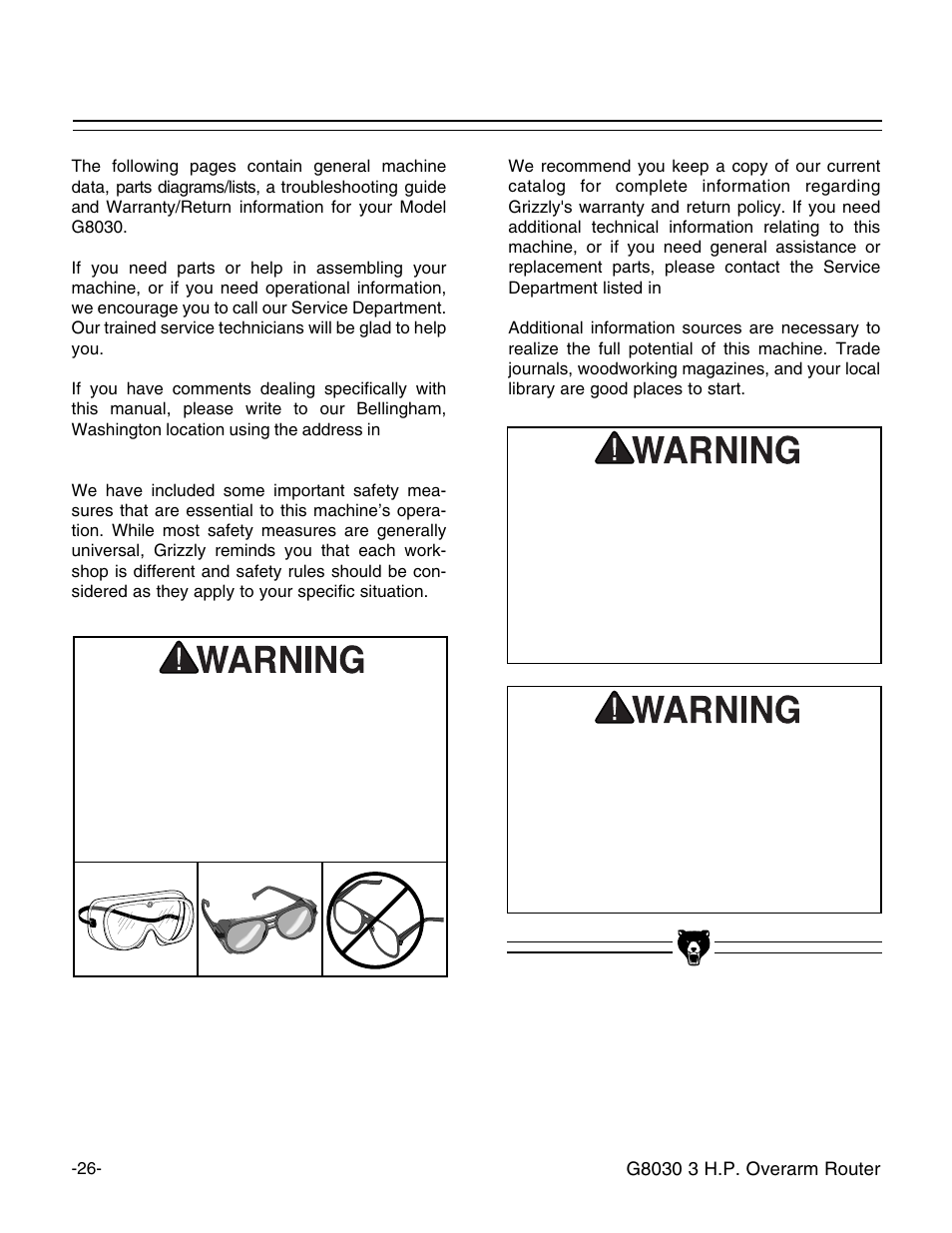 Grizzly G8030 User Manual | Page 28 / 36