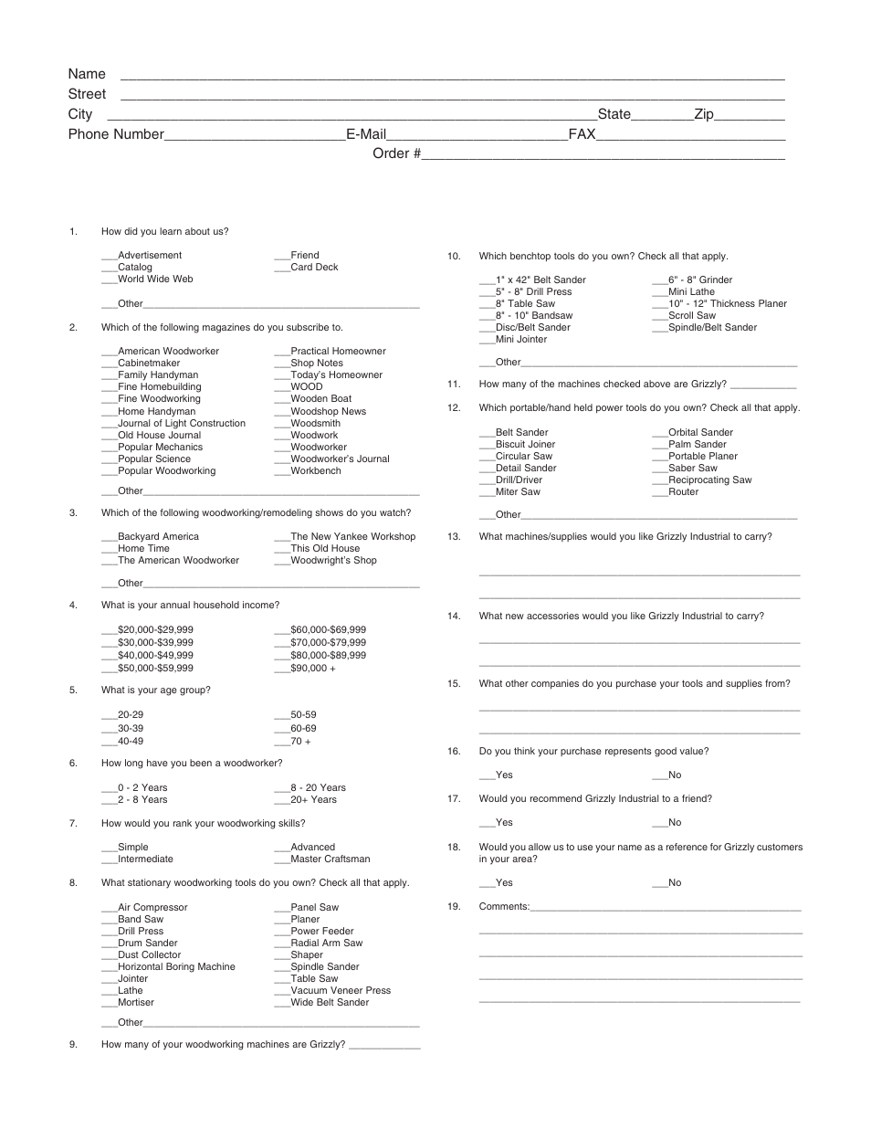 Warranty card | Grizzly G9958 User Manual | Page 25 / 28