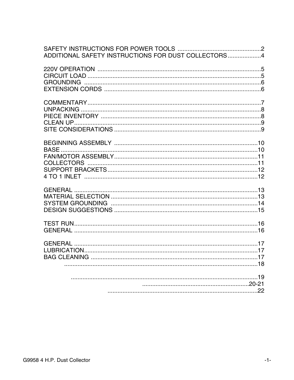 Grizzly G9958 User Manual | Page 3 / 28