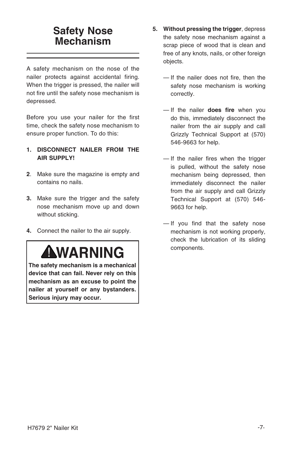 Safety nose mechanism | Grizzly H7679 User Manual | Page 9 / 20