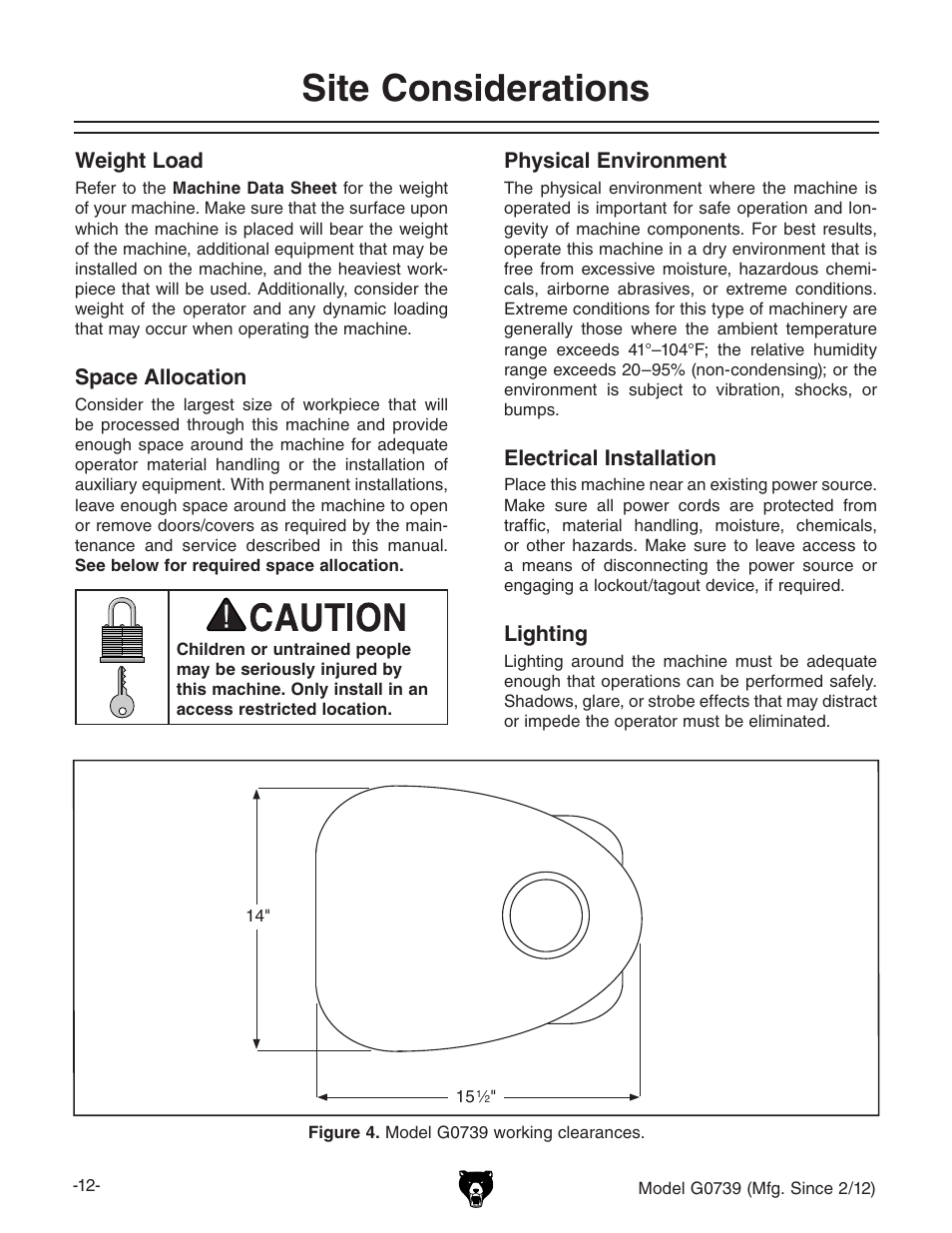 Site considerations | Grizzly Oscilatign Spindle GO739 User Manual | Page 14 / 32