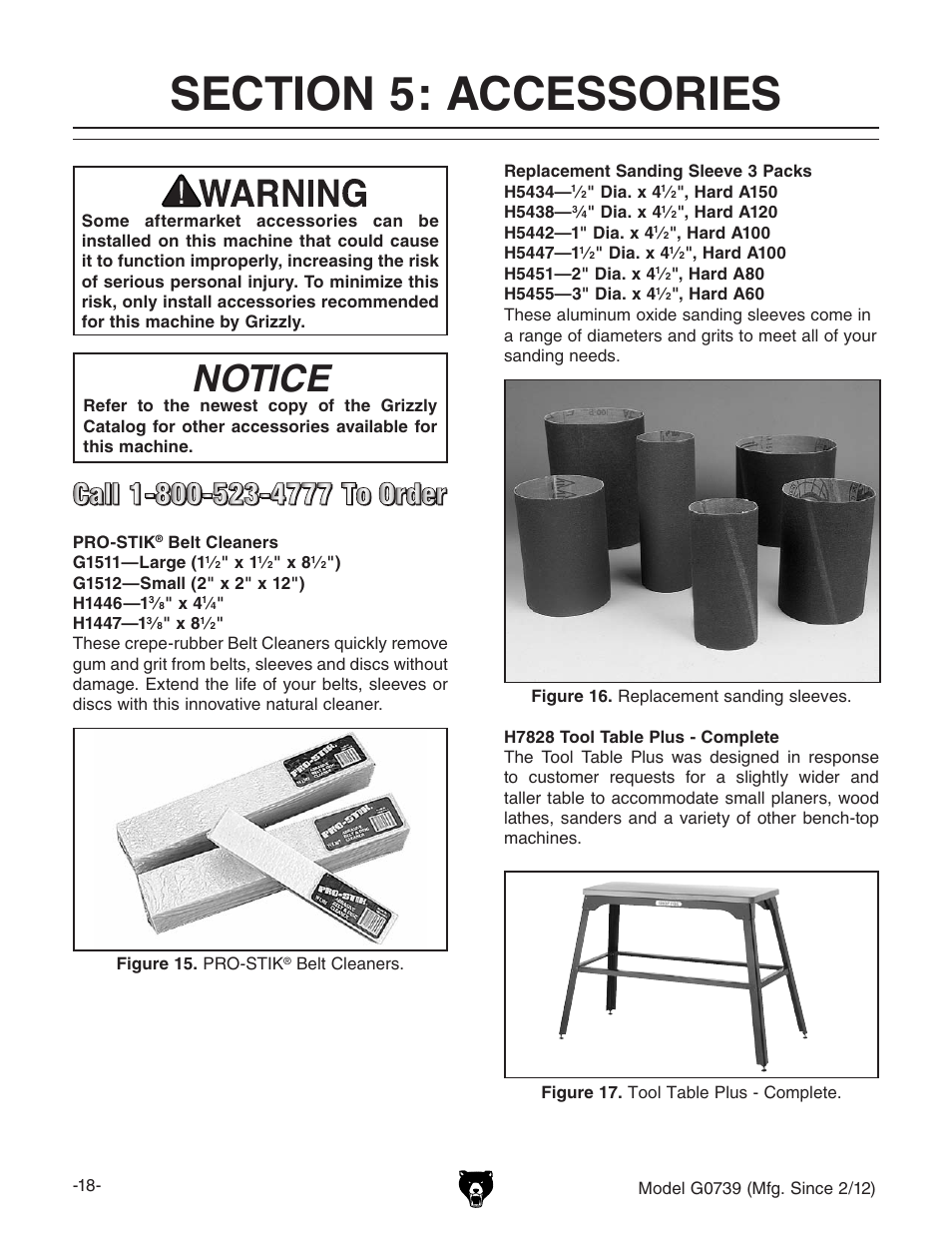 Notice | Grizzly Oscilatign Spindle GO739 User Manual | Page 20 / 32