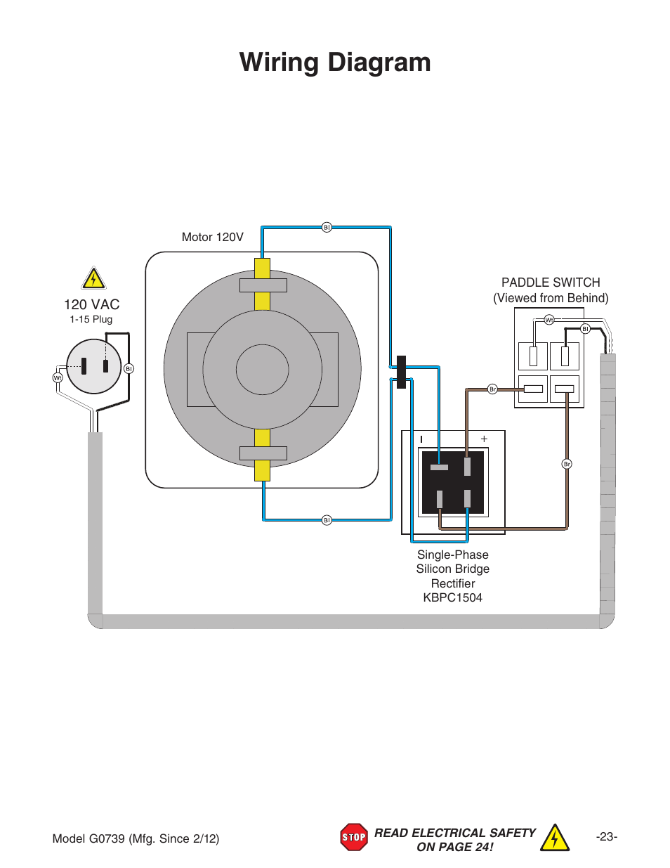 Wiring diagram, G0739 wiring diagram | Grizzly Oscilatign Spindle GO739 User Manual | Page 25 / 32