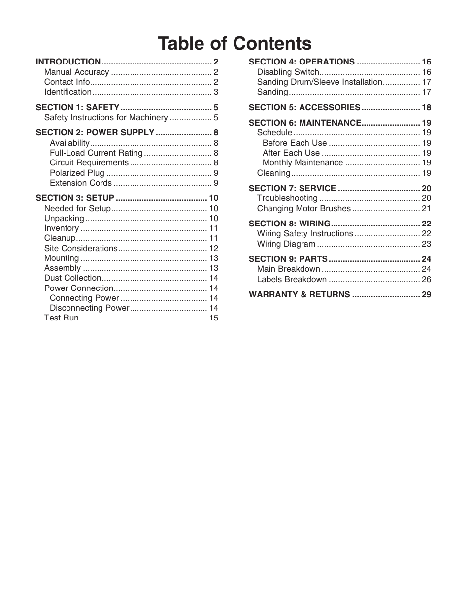 Grizzly Oscilatign Spindle GO739 User Manual | Page 3 / 32