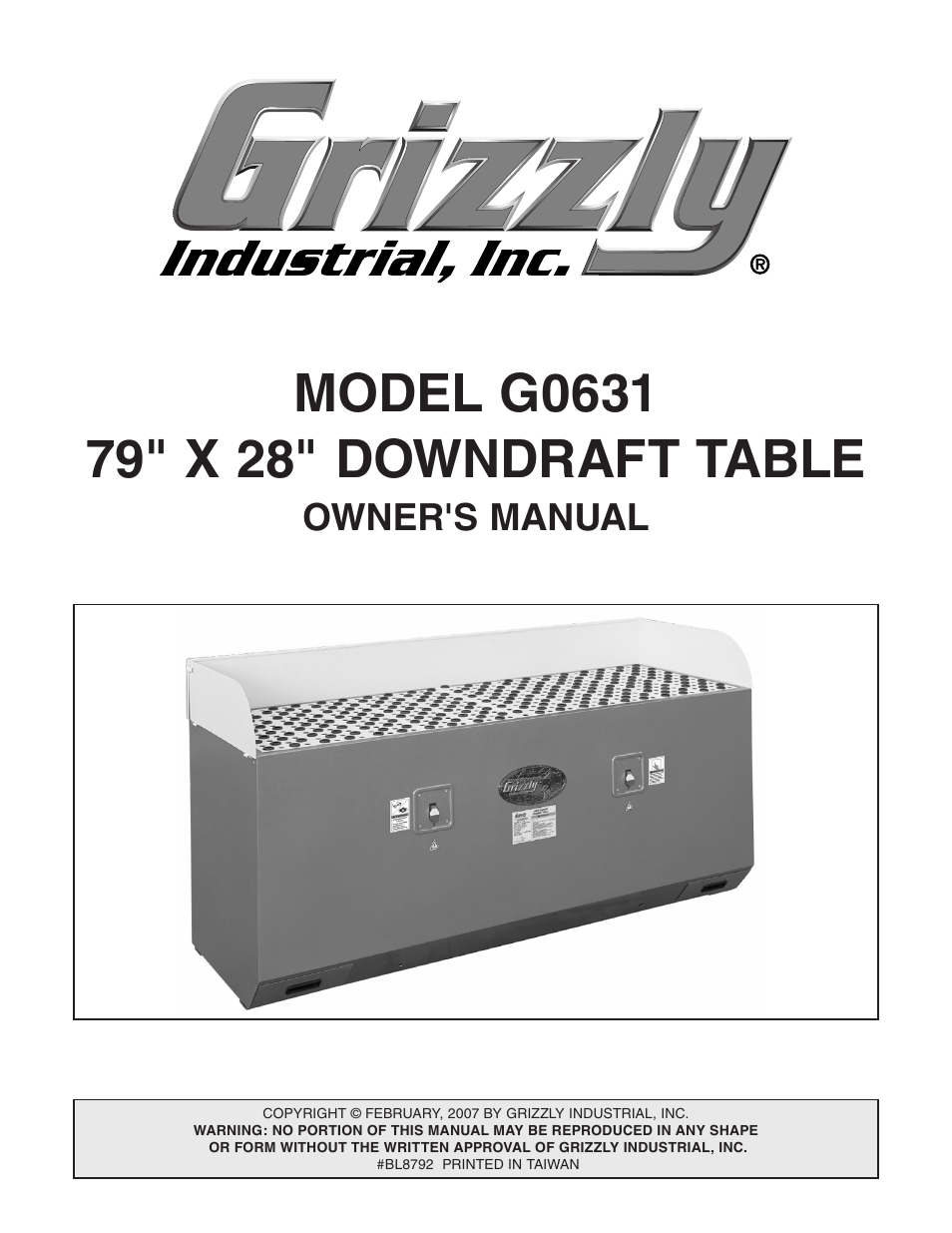 Grizzly G0631 User Manual | 32 pages