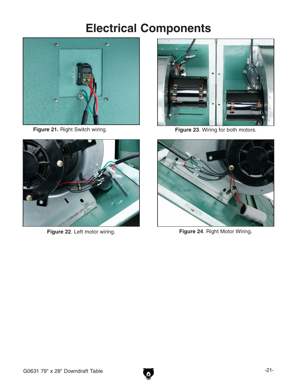 Electrical components | Grizzly G0631 User Manual | Page 23 / 32