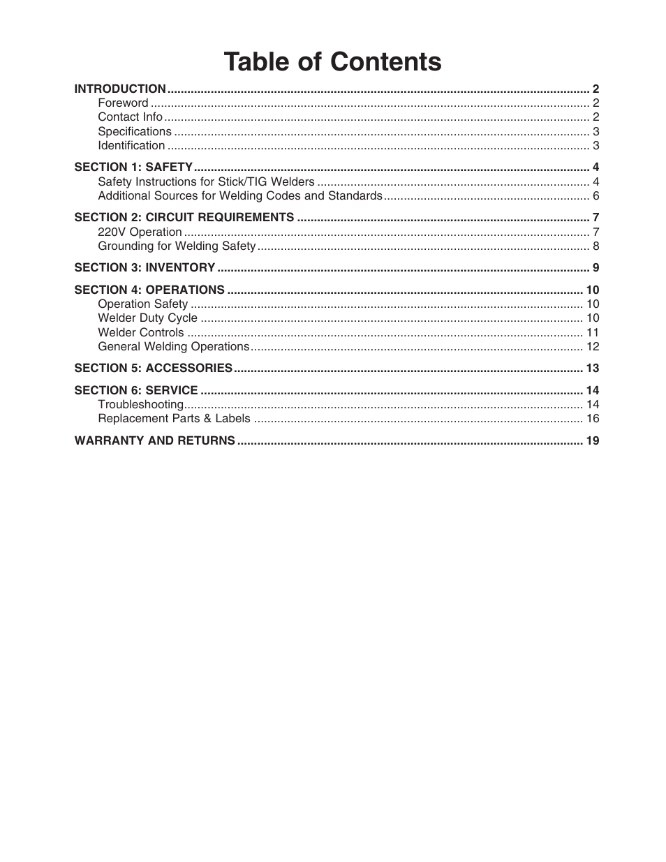 Grizzly DC STICK/TIG PULSE WELDER H8153 User Manual | Page 4 / 24