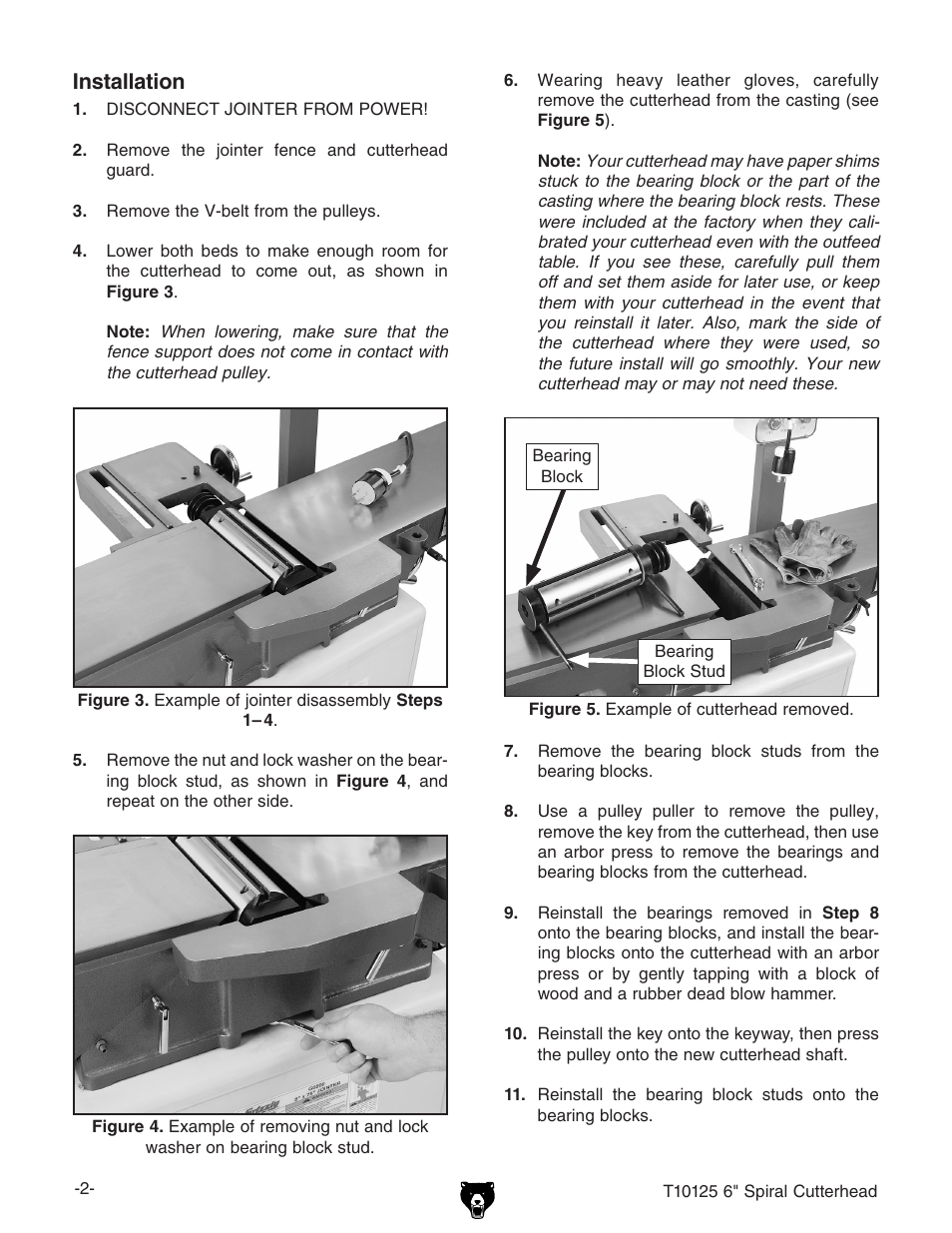 Installation | Grizzly T10125 User Manual | Page 2 / 8