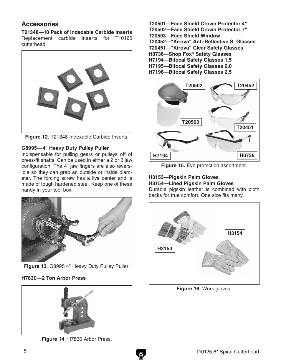 Accessories | Grizzly T10125 User Manual | Page 5 / 8