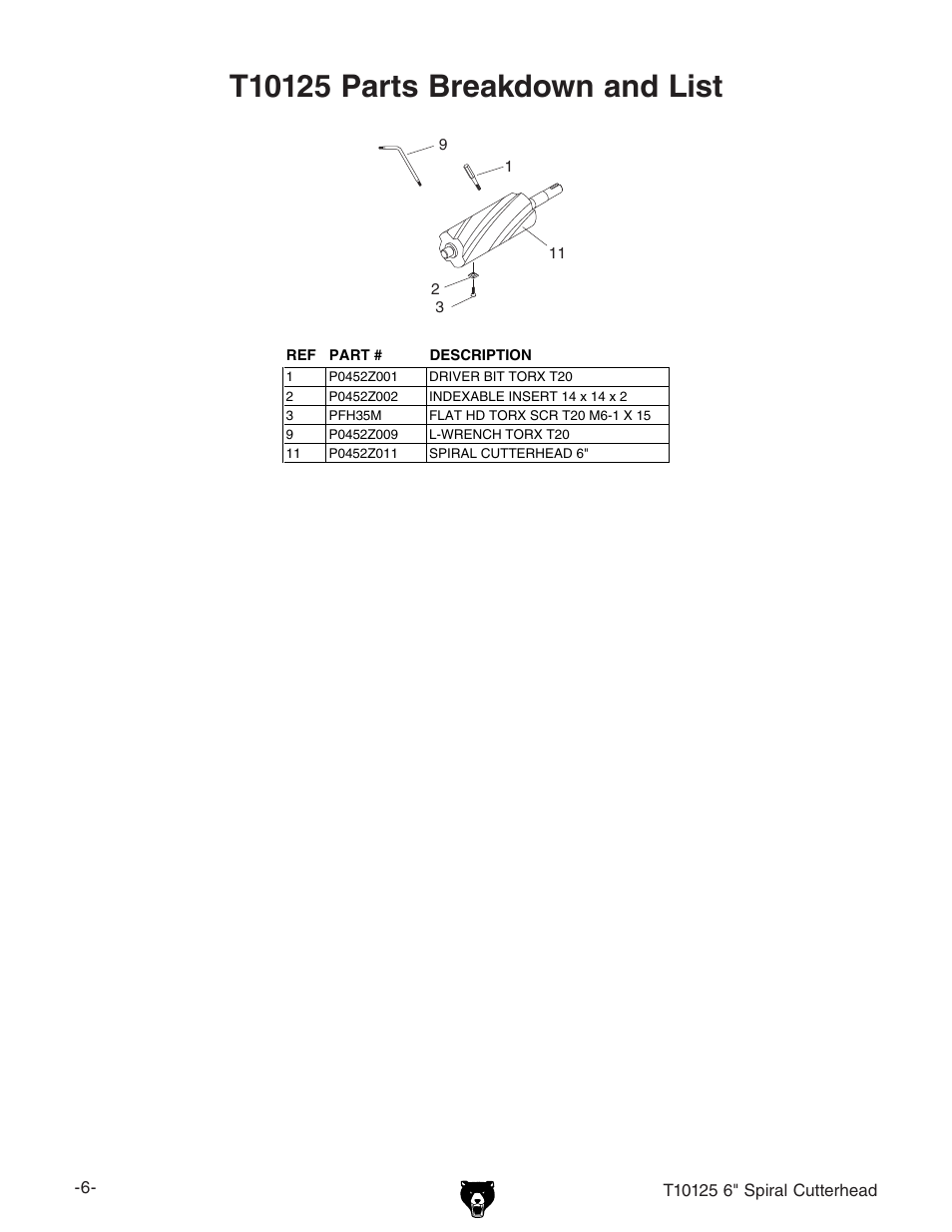 Grizzly T10125 User Manual | Page 6 / 8