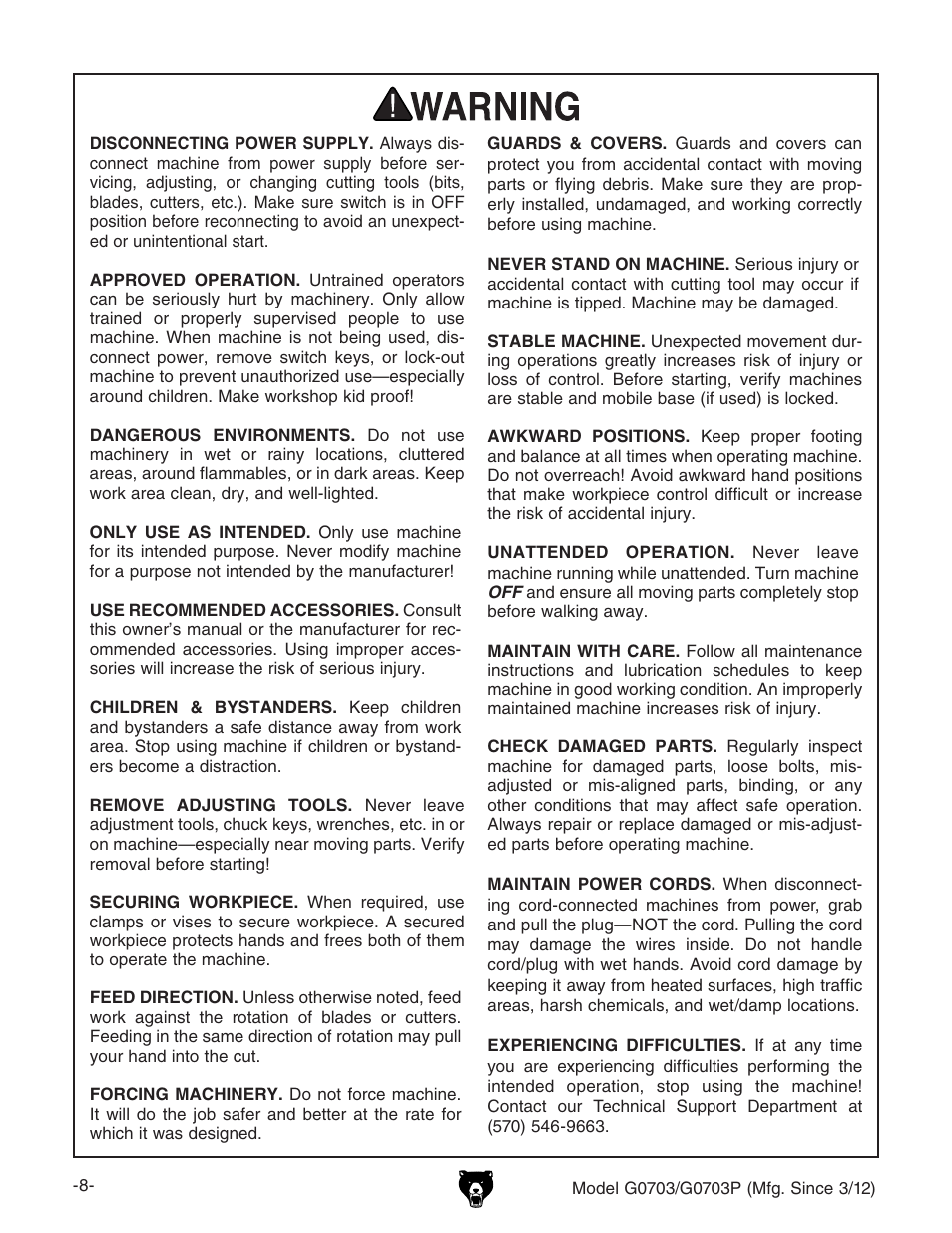 Grizzly 1 1/2 HP Cyclone G0703 User Manual | Page 10 / 56