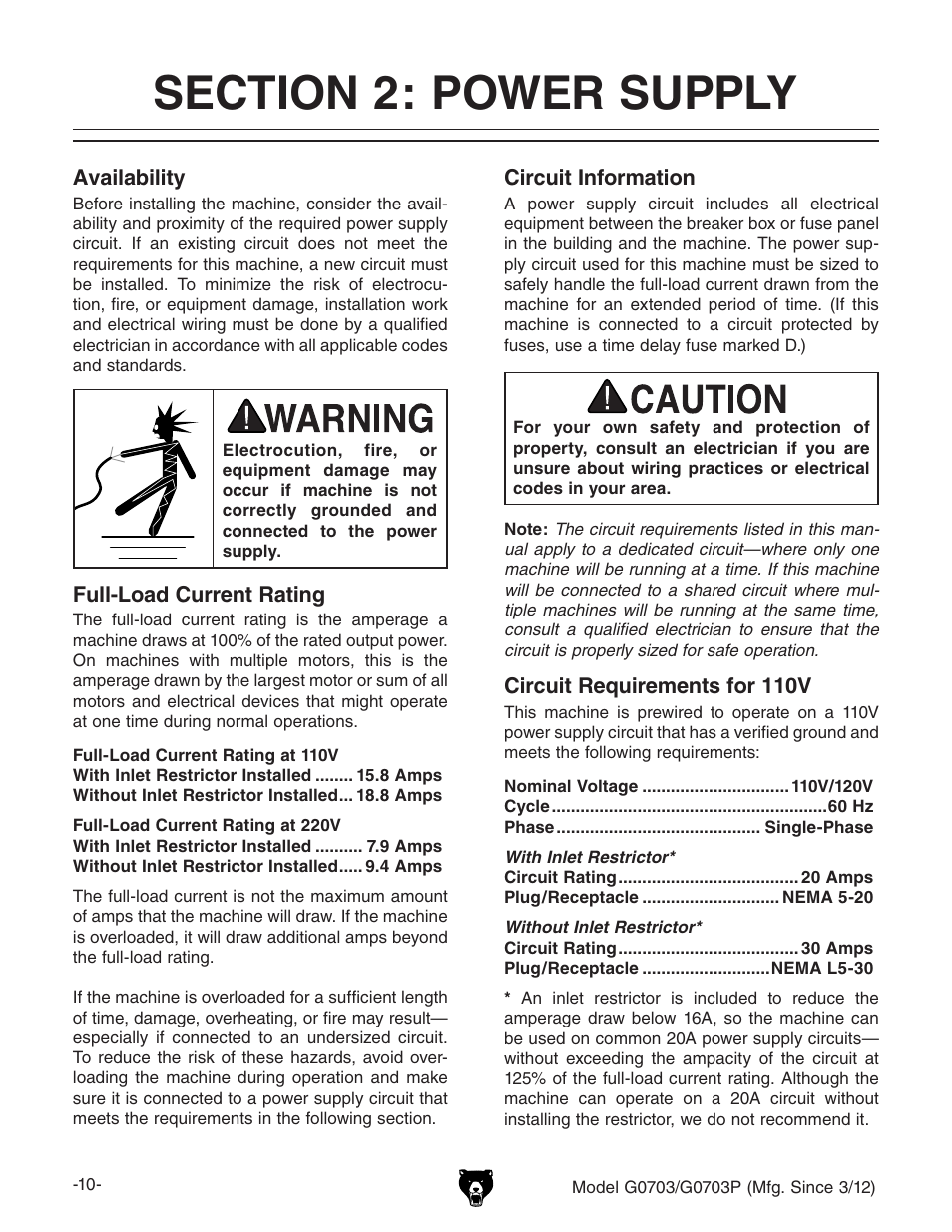 Grizzly 1 1/2 HP Cyclone G0703 User Manual | Page 12 / 56
