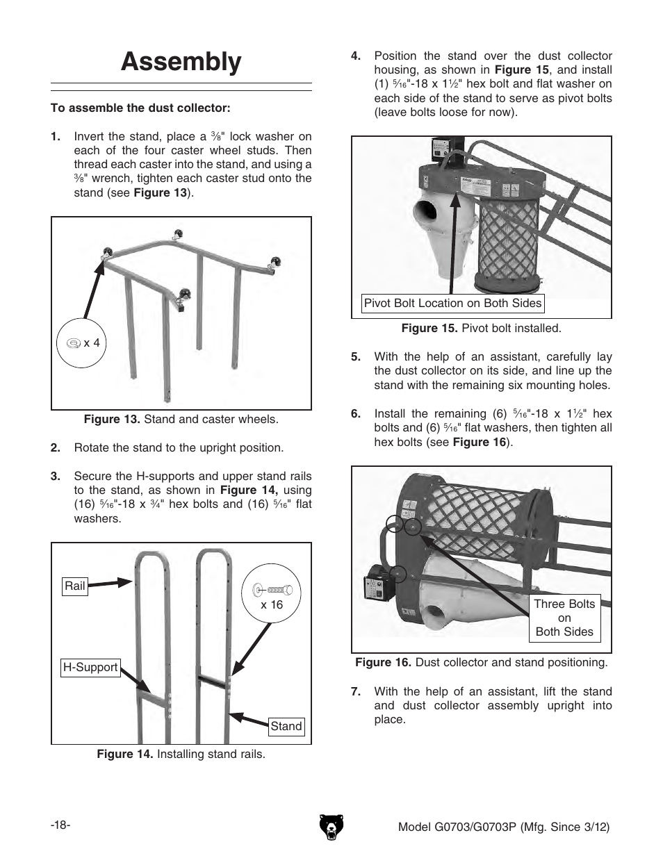 Assembly | Grizzly 1 1/2 HP Cyclone G0703 User Manual | Page 20 / 56