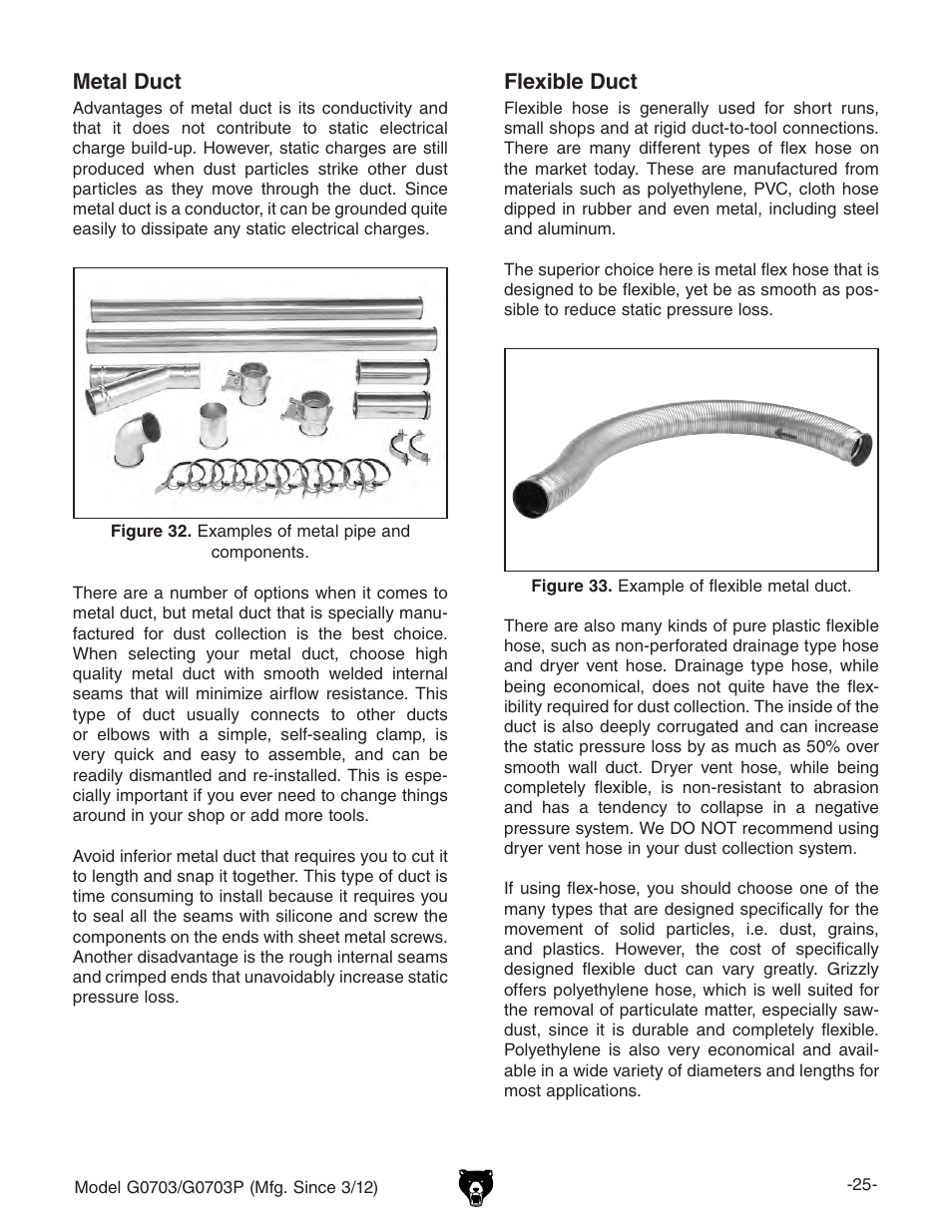 Grizzly 1 1/2 HP Cyclone G0703 User Manual | Page 27 / 56