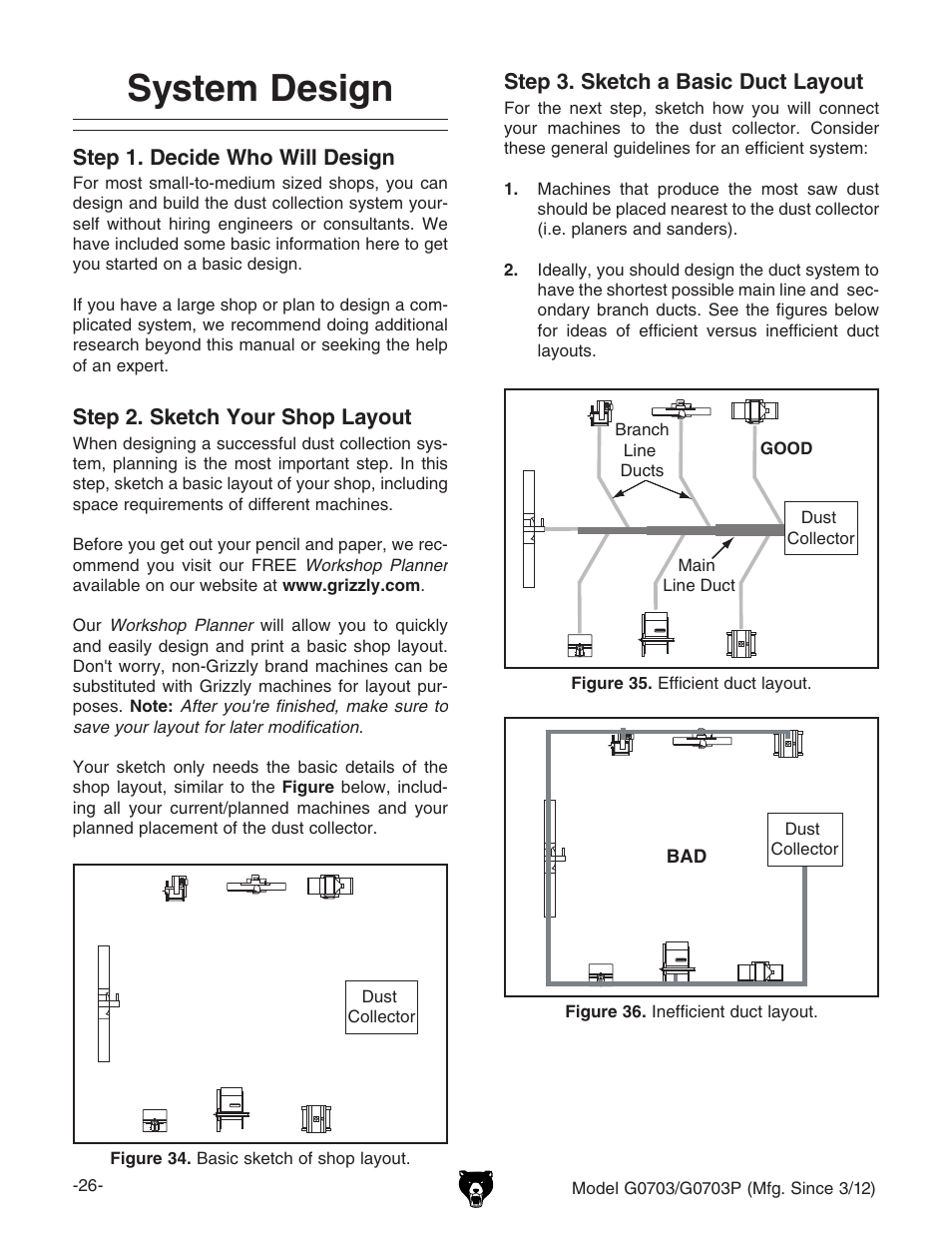 System design | Grizzly 1 1/2 HP Cyclone G0703 User Manual | Page 28 / 56